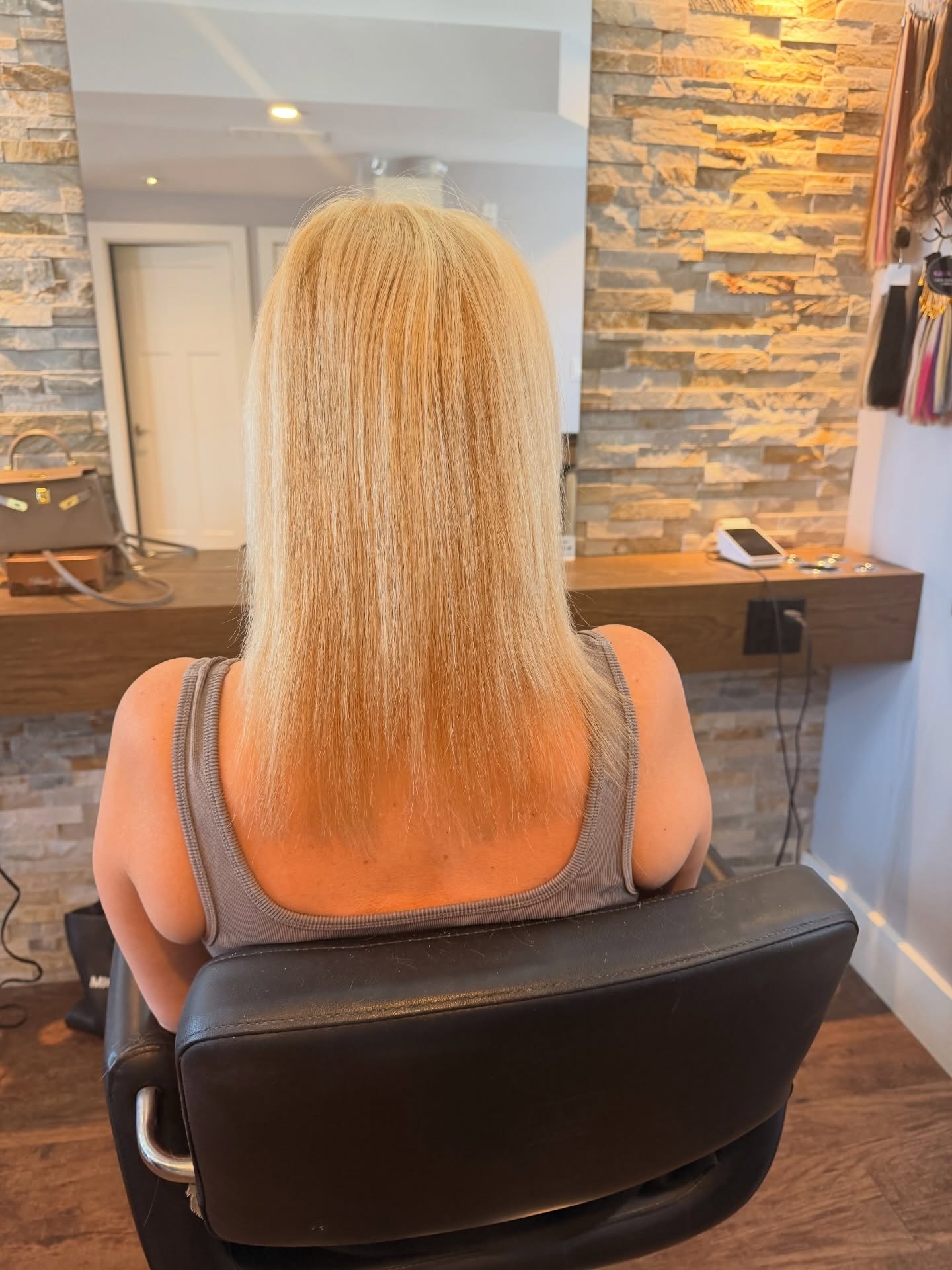 Before: shoulder-length blonde hair